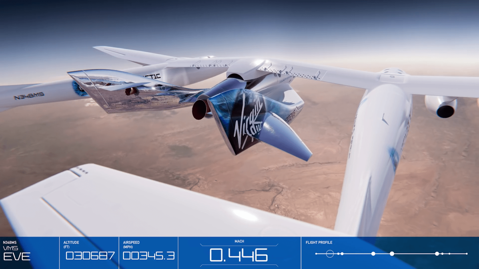 Virgin Galactic 太空飞船在空中