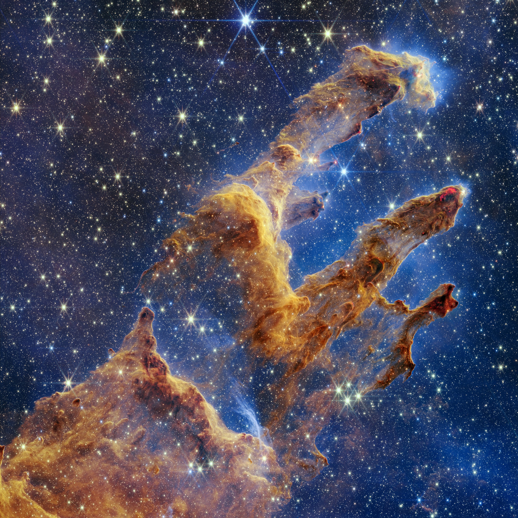 詹姆斯·韦伯空间望远镜( JWST )近红外相机( NIRCam )拍摄的“鹰星云”照片。